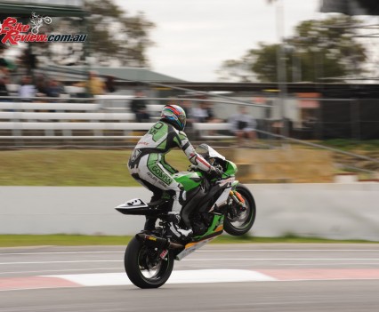 ROUND 1 WA STATE ROAD RACING Sam Clarke celebrates