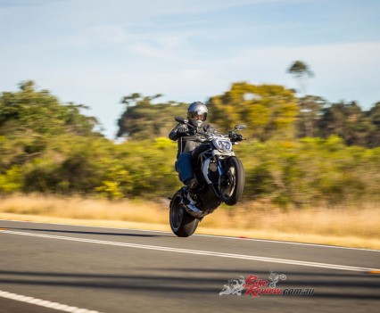 Jeff wheelstanding the XDiavel.