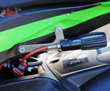 Mike Jones's 2015 ASBK ZX-10R,K-Tech rear shock with external adjuster, modified internals by XXX Rated Race Suspension