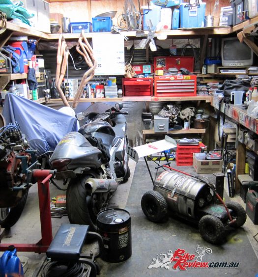 A well stocked shed, with tools, machinery and literature