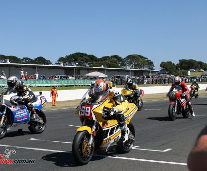 Jeremy McWilliams leading off the start in Race 3 of the International Challenge on Sunday.