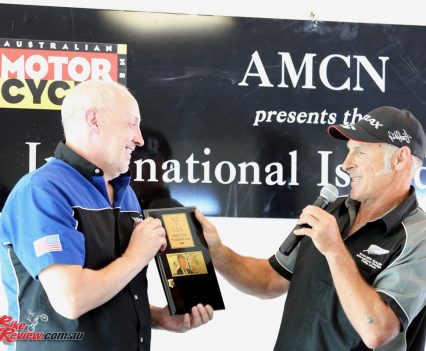 2017 Island Classic Award Ceremony - American captain Dave Crussell, New Zealand captain Duncan Coutts