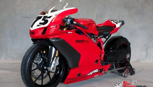 Stretched custom Ducati 749 turbo dragster