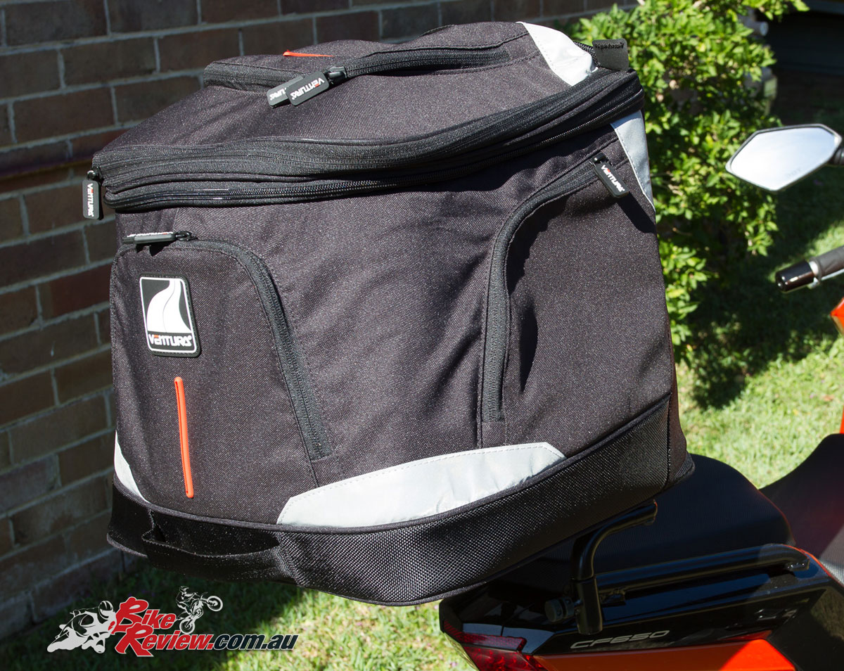 Ventura EVO-40 Luggage Kit with the bag fitted to the Sports Rack