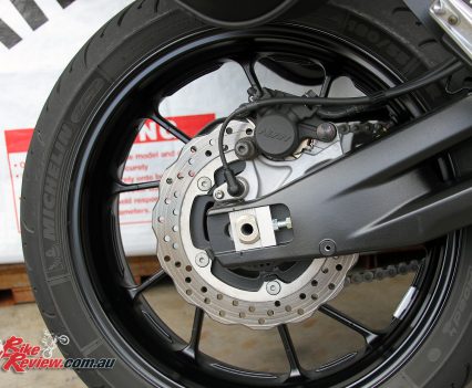 The MT-07 Tracer features Michelin Pilot Road 4 tyres as standard, making for ideal sport touring rubber straight up, and great wet weather performance.