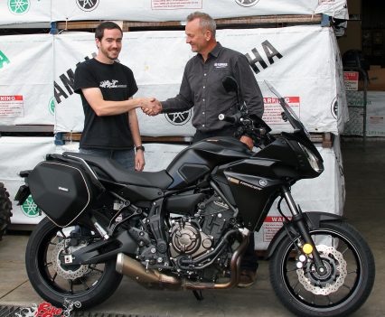 Kris picks up BikeReview.com.au's 2017 Yamaha MT-07 Tracer Long Termer from Sean Goldhawk of Yamaha Motor Australia.