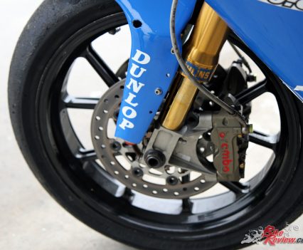 Factory spec Brembo brakes offer incredible performance, when you consider just how light this machine is