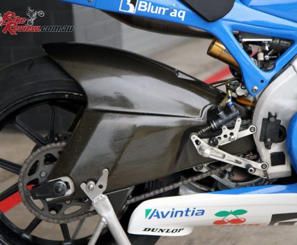 The factory carbon-fibre swingarm is worth an easy $20,000!