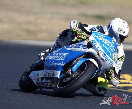 Jeff on board the Aprilia RSW250 ex-Laverty GP racer.