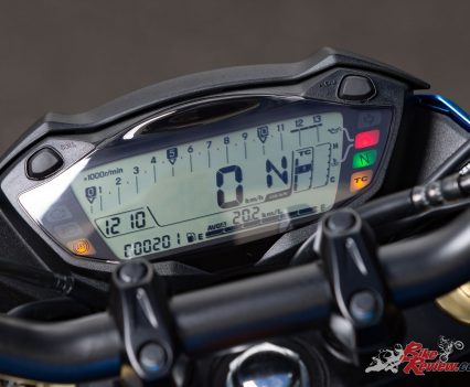 Easy to read dash shows most of your information at a glance, with Traction Control settings easy to switch through