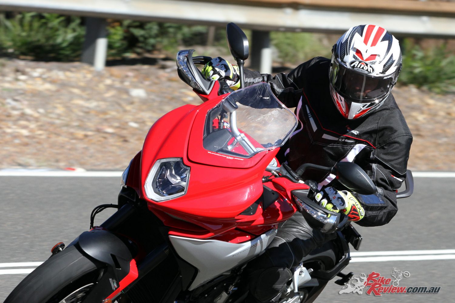 Simon testing out the GP 500 on the MV Agusta Turismo Veloce Lusso