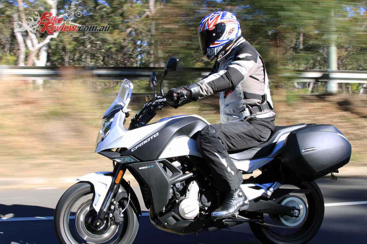 Tony in his Macna Fugitive gloves, Macna Iron pants, Macna Vosges jacket and Kabuto helmet