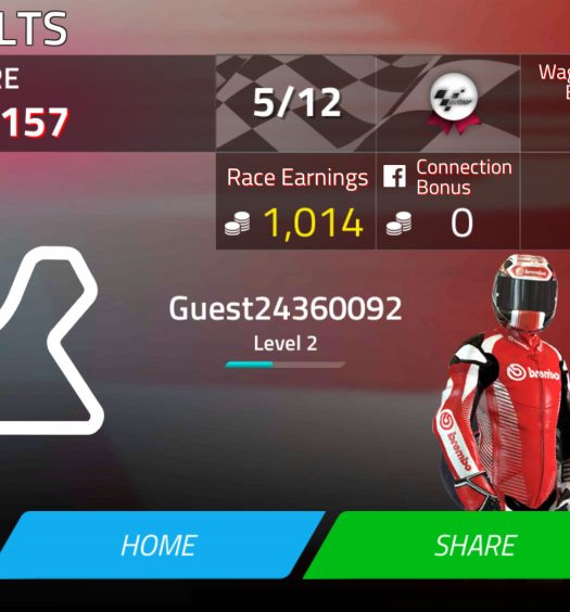 There's a number of different scores calculated for each race, from your place, here a rather pathetic 5th, to your Max Combo (how many great or perfect points you hit), your race earnings, any bonuses and wager score bonus, where you can put down coins on a race to get you'll do better than a specific place