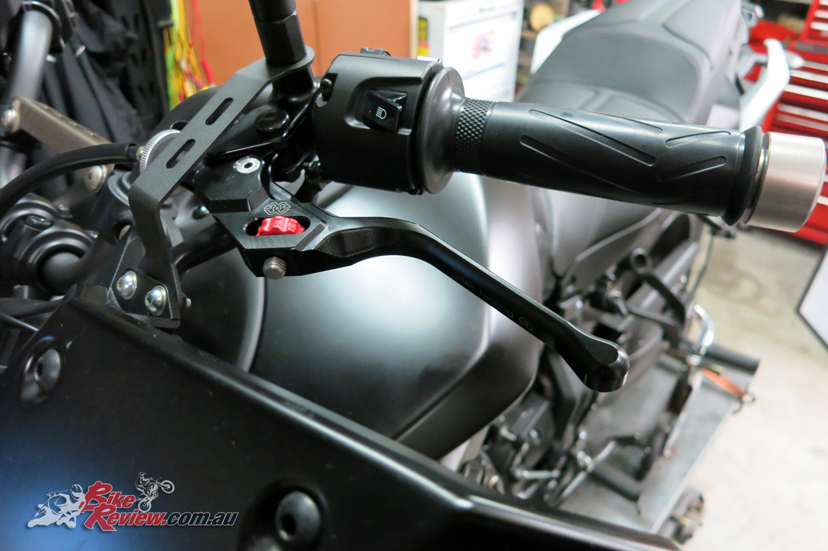 The Gilles Tooling lever fitted. Now just ensure the clutch is adjusted properly. If you disconnected the clutch cable down at the clutch, reconnect it, and make sure there's 1-2mm of slack in the cable.