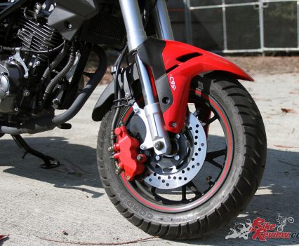 The Combined Brake System is an annoyance more than anything. Front brakes are strong for this segment. Rear brake lever travel is long with little effect.