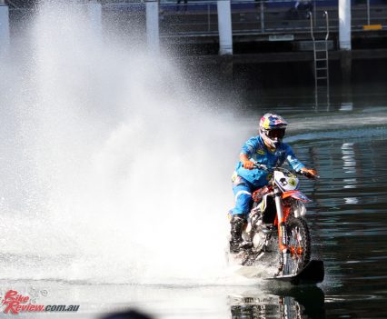 Robbie Maddison at Darling Harbour on the waterbike