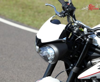 The new headlight cowl and mini-fairings include the 'R' designation and make for clean lines