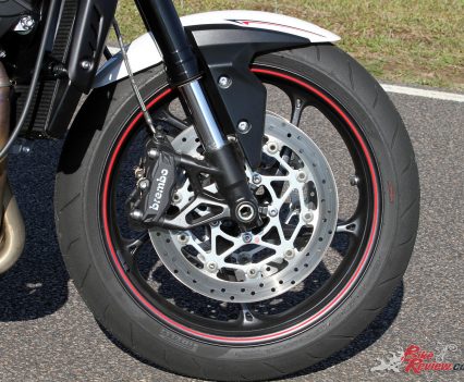 Front brakes on the Street Triple R should offer exceptional performance, but in this case were in need of bleeding.