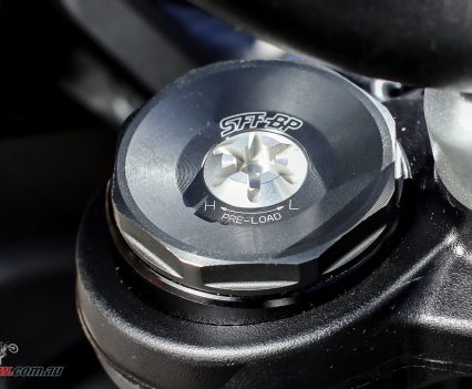 The Showa 41mm USD separate function big piston forks (SFF-BP).