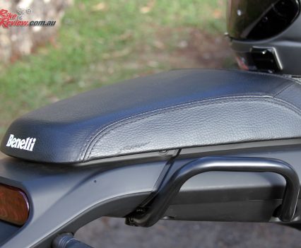 The pillion seat is generous with grab rails, although the stretch to the pillion 'pegs isn't massive