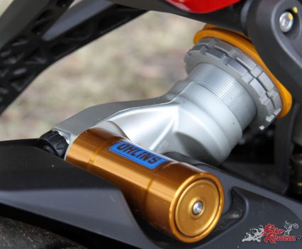 The Supersport S features up-spec Ohlins suspension