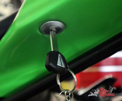 Release the pillion seat with the key in the tail, the rider seat release is under the pillion seat, no bolts or tools required!