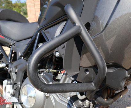 2018 Benelli TRK 502X - Standard crash bars offer good protection and are ready for spotlights