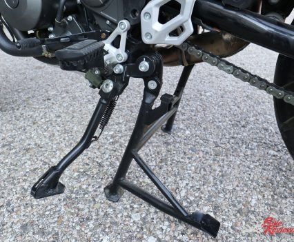2018 Benelli TRK 502X - Both sidestand and centre-stand are standard fitment on the X.