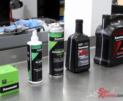 For this service a new oil filter, sump bolt washer, oil, and chain cleaner and lube were required. Coolant and brake fluid levels were all within spec.