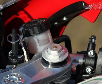 Suspension isn't Ohlins, however the package is highly adjustable and formidable