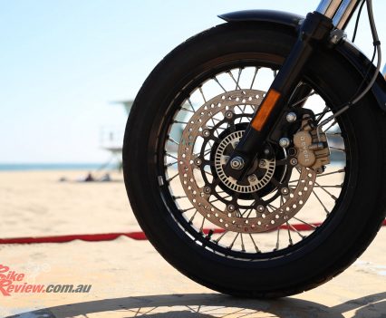 Brake feel and power is ample from the stainless 320mm rotor and ByBre caliper with sintered pads.