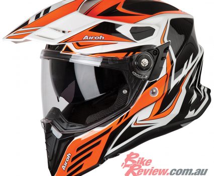 The Airoh Commander Adventure in Carbon Orange Gloss.