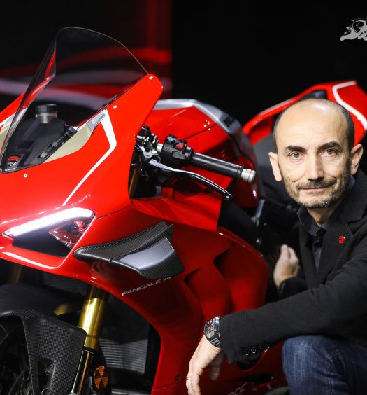 Claudio Domenicali with the 2019 Ducati Panigale V4 R