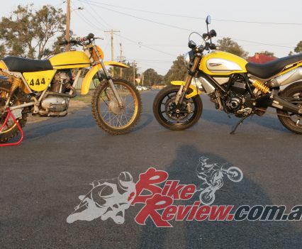 The original 1969 Scrambler and our press bike together...