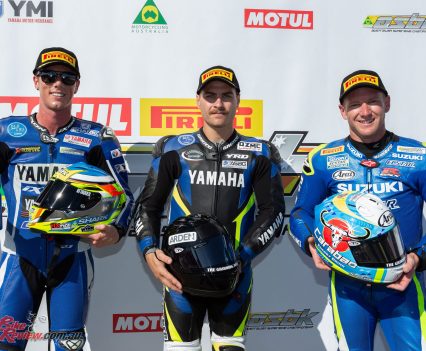 ASBK Superbikes Race 2 Podium at Phillip Island - Image by TBG