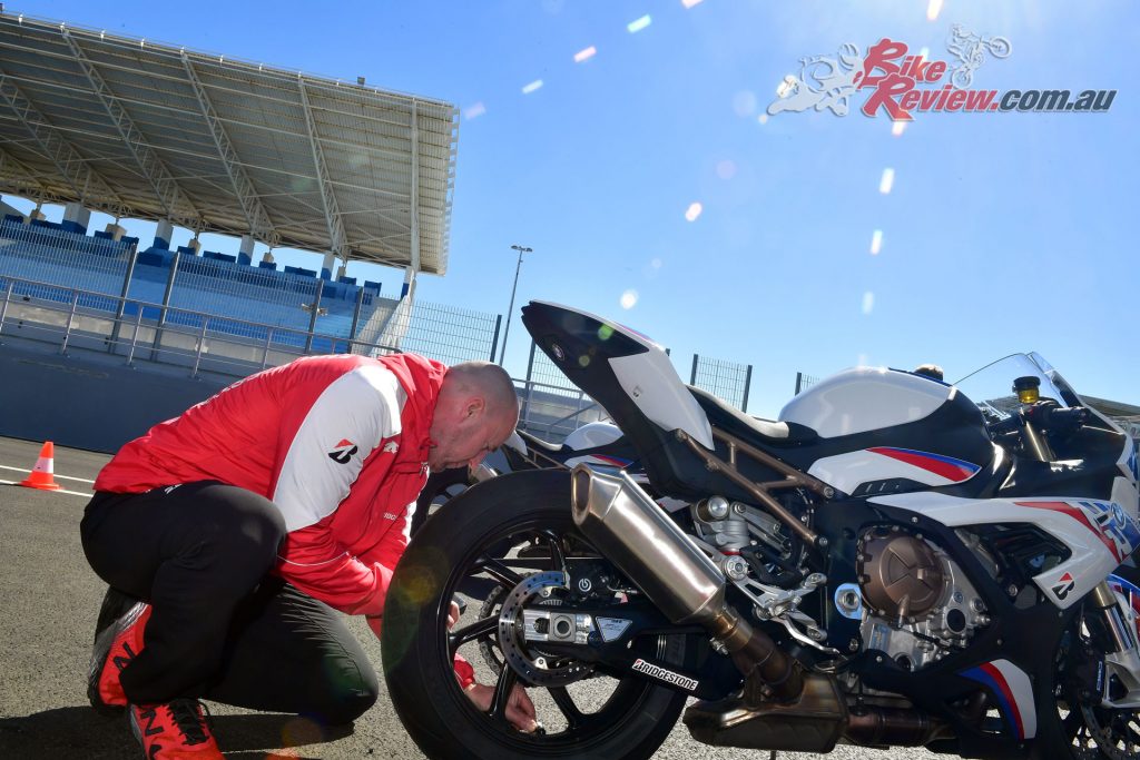 The Bridgestone S21 are a great road tyre but struggled at Estoril, so we had Battlax V02 slicks in the end.