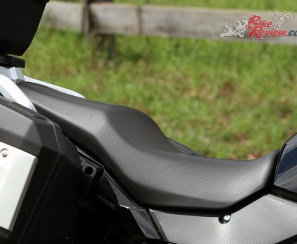A large comfortable seat doesn't negatively effect seat height on the V-Strom 250