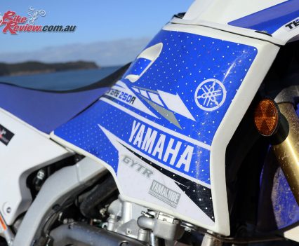 A Safari tank for additional fuel capacity and range on the WR250R