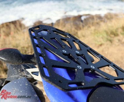 The Scaggs rear rack, ideal for mounting luggage to the WR250R