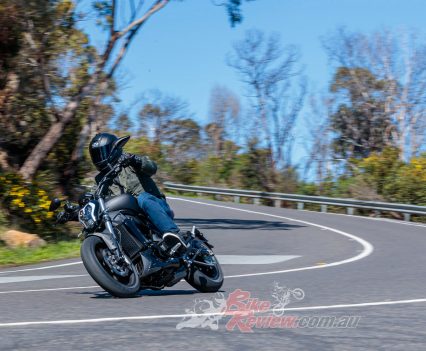 With firm suspension and decent ground clearance the 502C is a pretty capable bike in the corners...