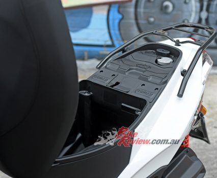 Underseat storage and rear rack.