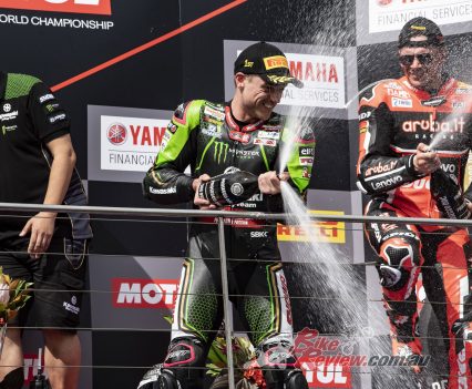 Alex Lowes took the win in third race of the weekend, just beating teammate Johnny Rea and Ducati's Scott Redding.