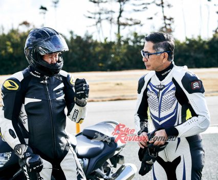 Toshihiro Suzuki testing the Gen III Hayabusa.