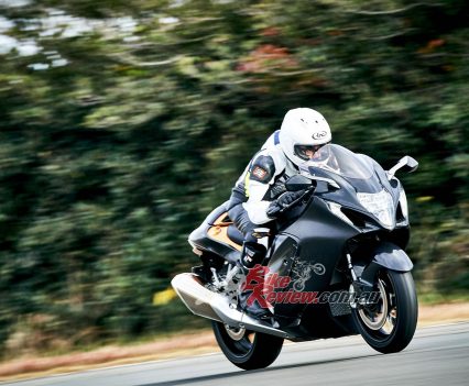 Toshihiro Suzuki testing the Gen III Hayabusa.