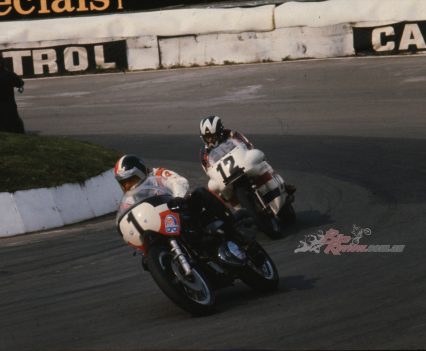 Peter Williams Chasing down Cal Rayborn at Mallory Park.