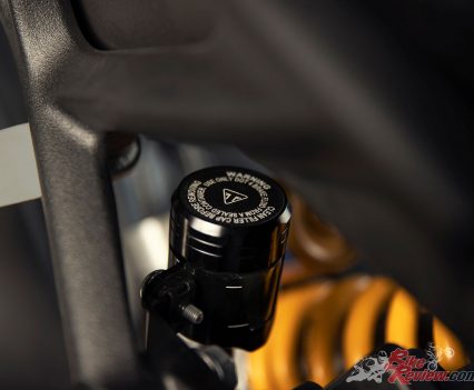 Rear master-cylinder reservoir.