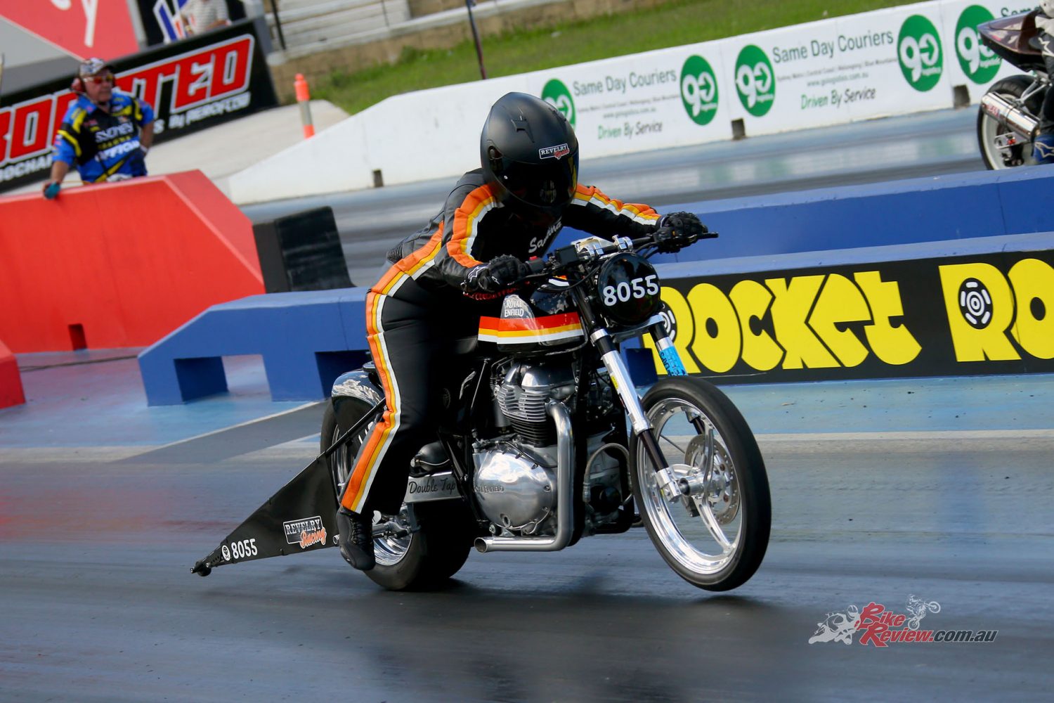 Rider, and team owner, Santina Keith ran a custom built Royal Enfield Continental GT Twin with a stroked 965cc engine in the Modified Bike Class.