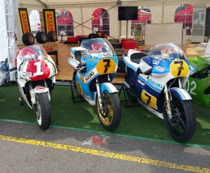 Barry’s first title was earned on a bike with the classic ‘level’ cylinder configuration for its RG500 square-four rotary-valve engine, the XR14 in the middle.