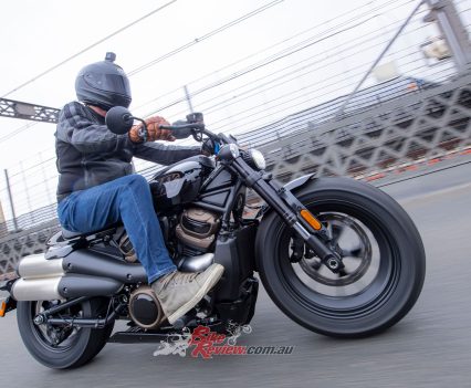 Straight onto a new bike and into Sydney's peak hour morning traffic. Not an issue, I felt confident quickly on the Sportster S. Everything from the controls to the mirrors and footpegs are well placed and at 187cm I fit the bike well.