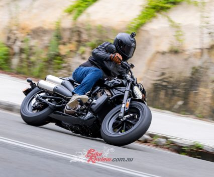 It's surprising how well the Sportster S corners with that fat front tyre. It's a very capable cruiser.